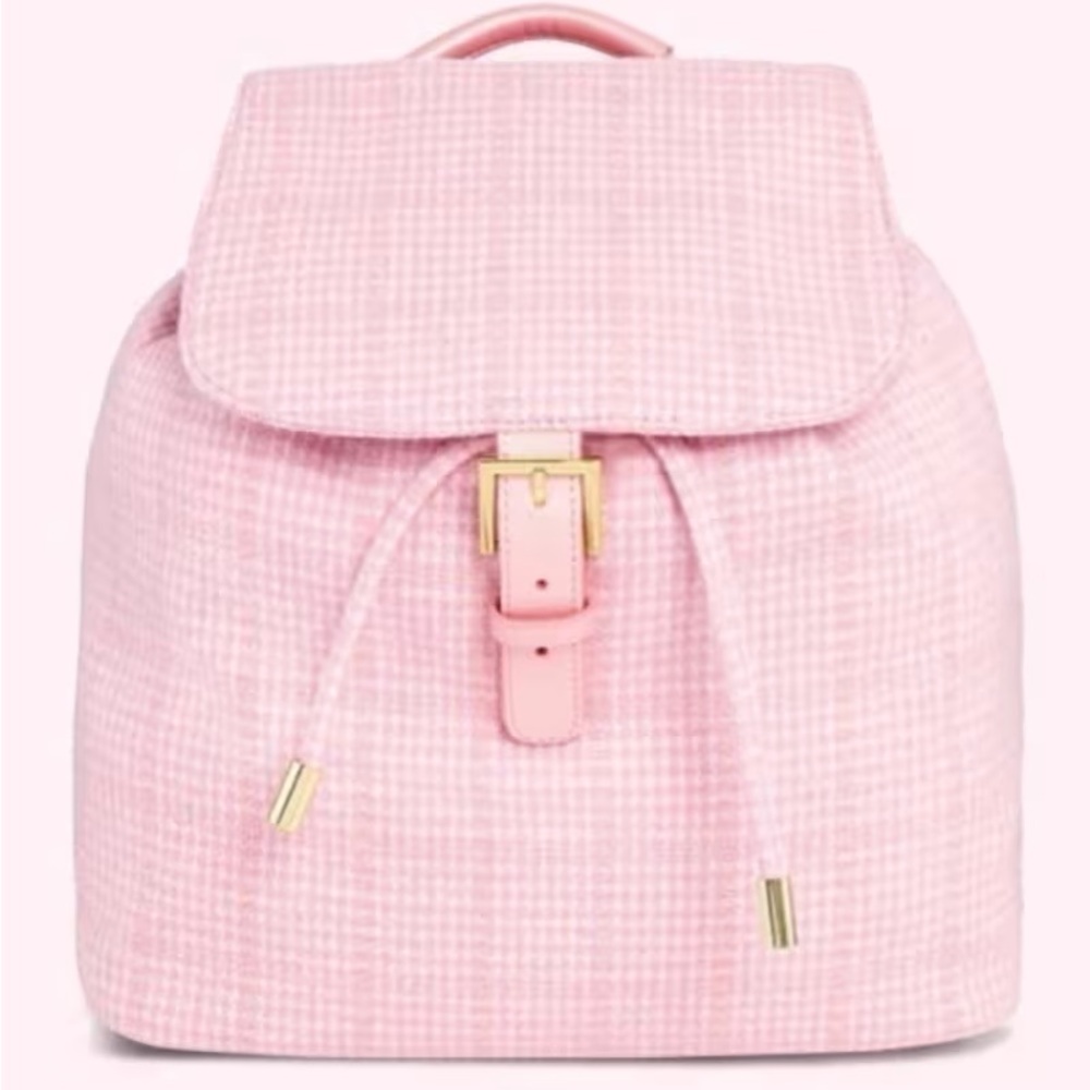 NWT Stoney Clover pink shimmer tweed flap backpack